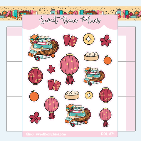 Year of the Dragon Doodles Vinyl Planner Stickers | Ddl 871