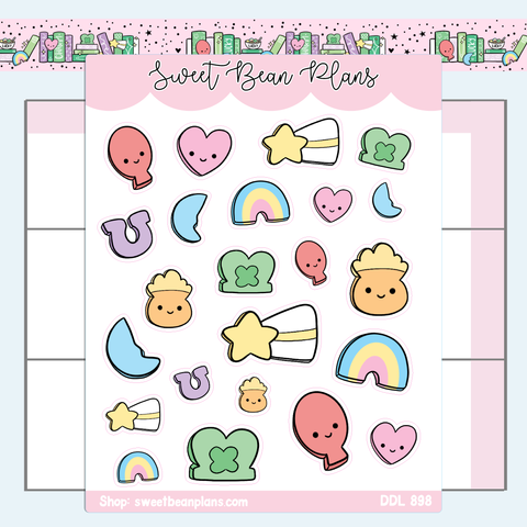 Lucky Charm Doodles Vinyl Planner Stickers | Ddl 898