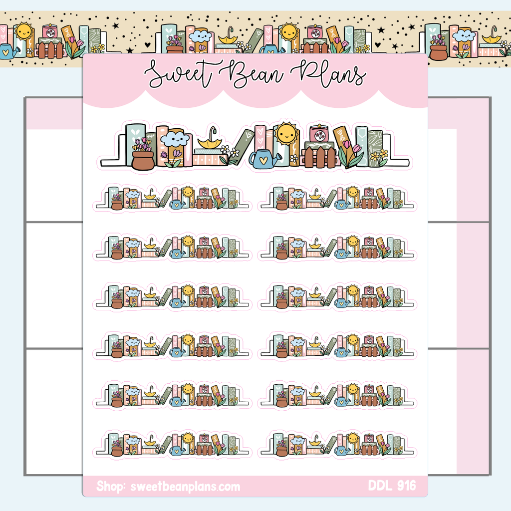 Spring Bookshelf Vinyl Planner Stickers | Ddl 916