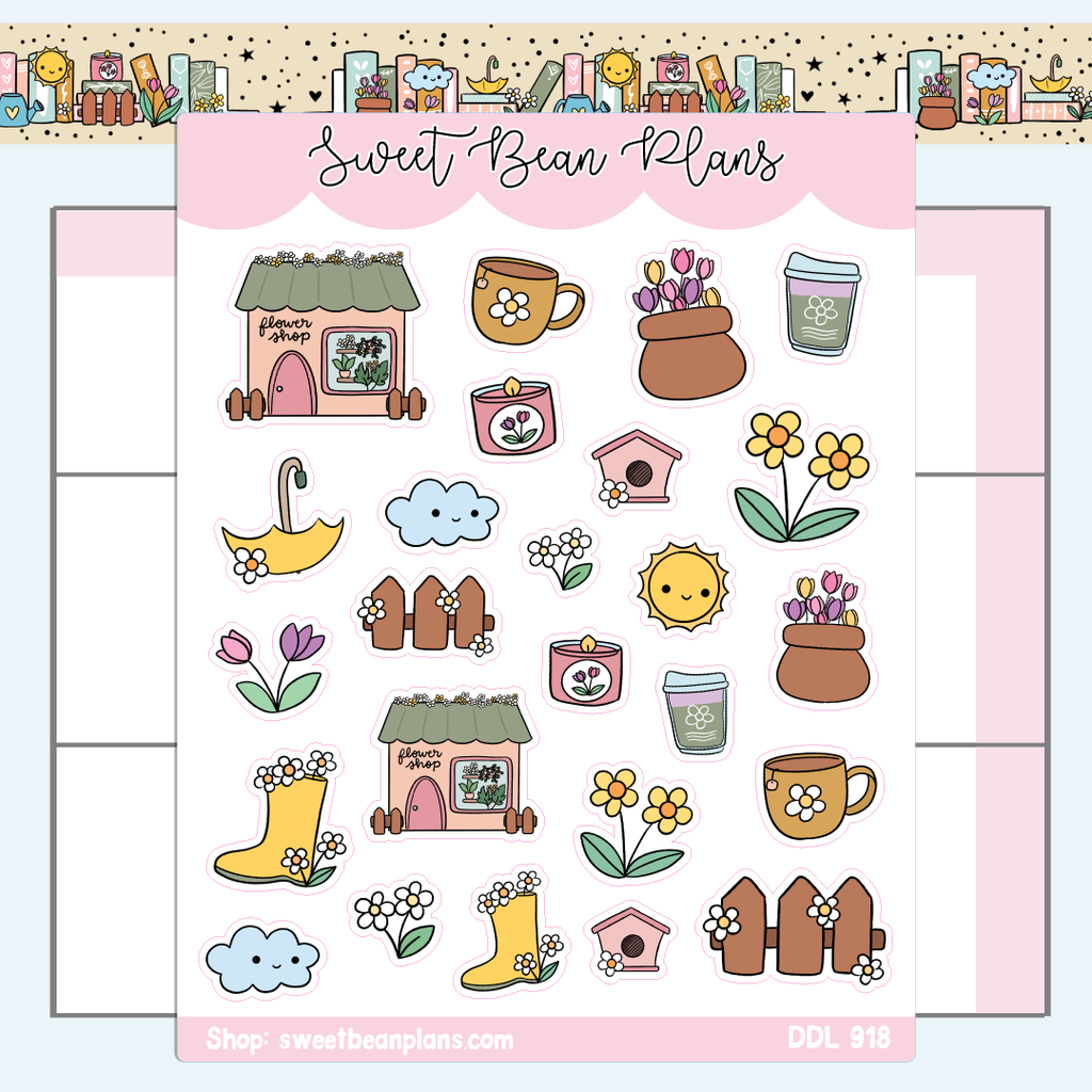Spring Doodles Vinyl Planner Stickers | Ddl 918