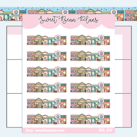 Spring Town Banners Vinyl Planner Stickers | Ddl 925