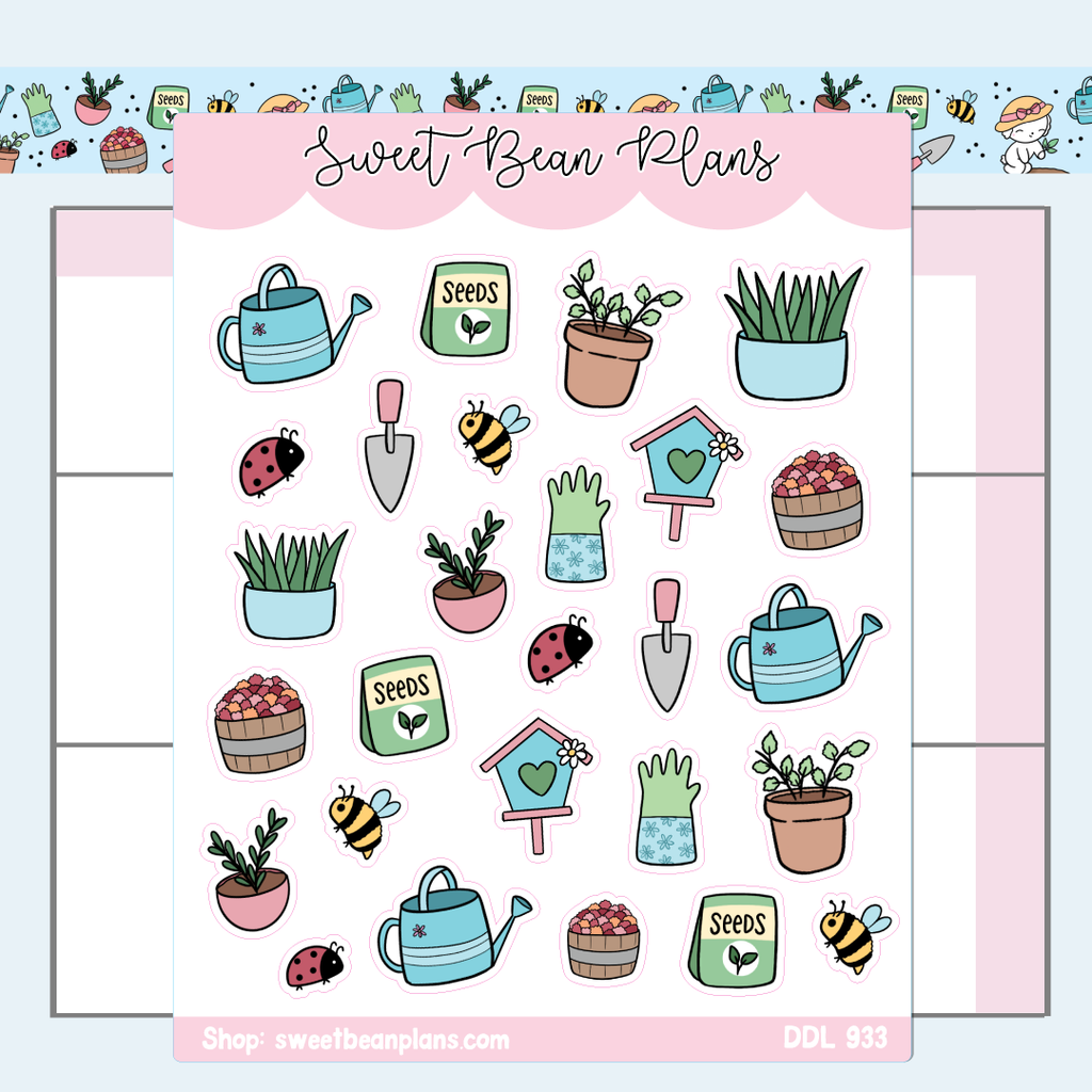 Bean Plot Sticker Gardening Doodles Vinyl Planner Stickers | Ddl 933 – Sweet Bean Plans