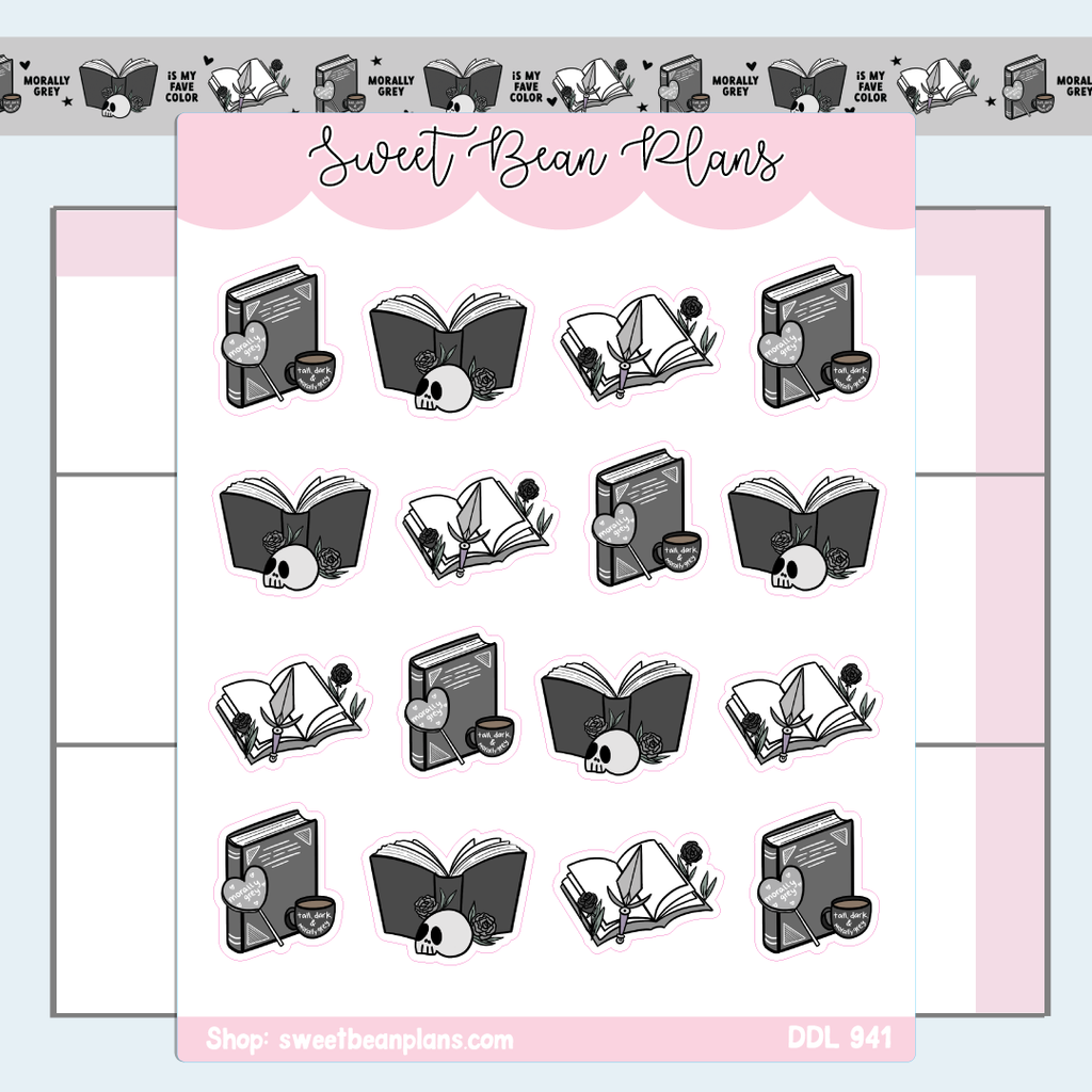 Morally Grey Books Vinyl Planner Stickers | Ddl 941