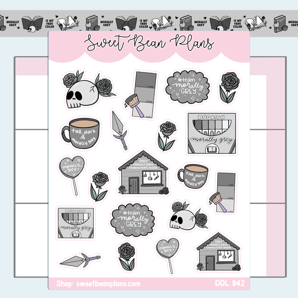 Morally Grey Doodles Vinyl Planner Stickers | Ddl 942