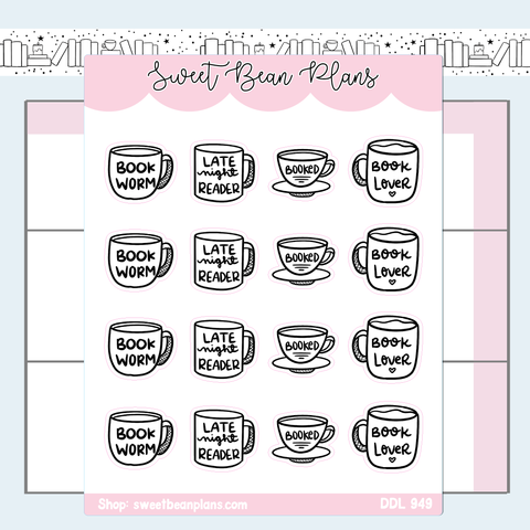 Bookish Mugs Vinyl Planner Stickers | Ddl 949