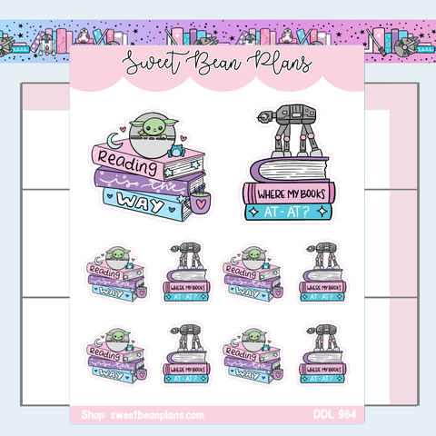 Space Library Book Stacks Vinyl Planner Stickers | Ddl 964