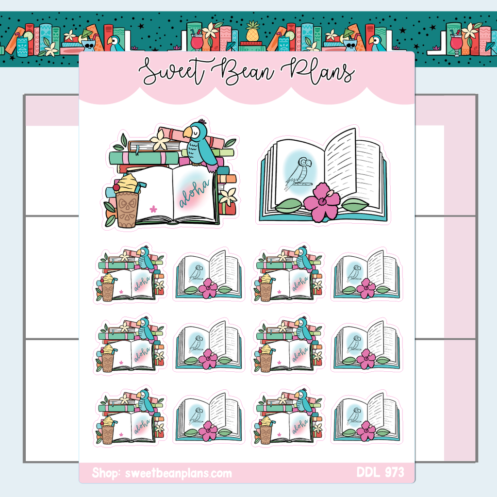 Tiki Book Stack Vinyl Planner Stickers | Ddl 973 – Sweet Bean Plans