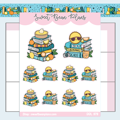 Citrus Book Stacks Vinyl Planner Stickers | Ddl 979