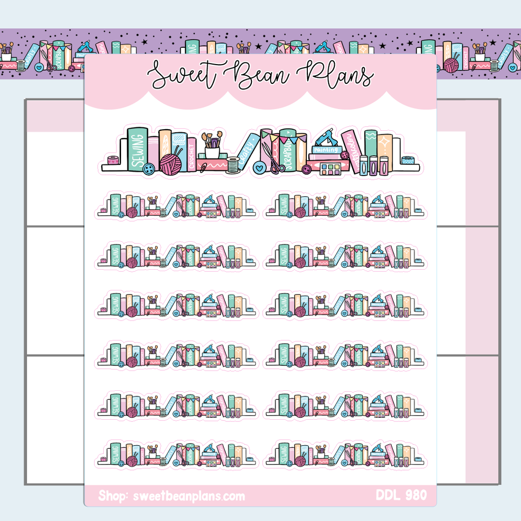 Crafty Bookshelf Vinyl Planner Stickers | Ddl 980