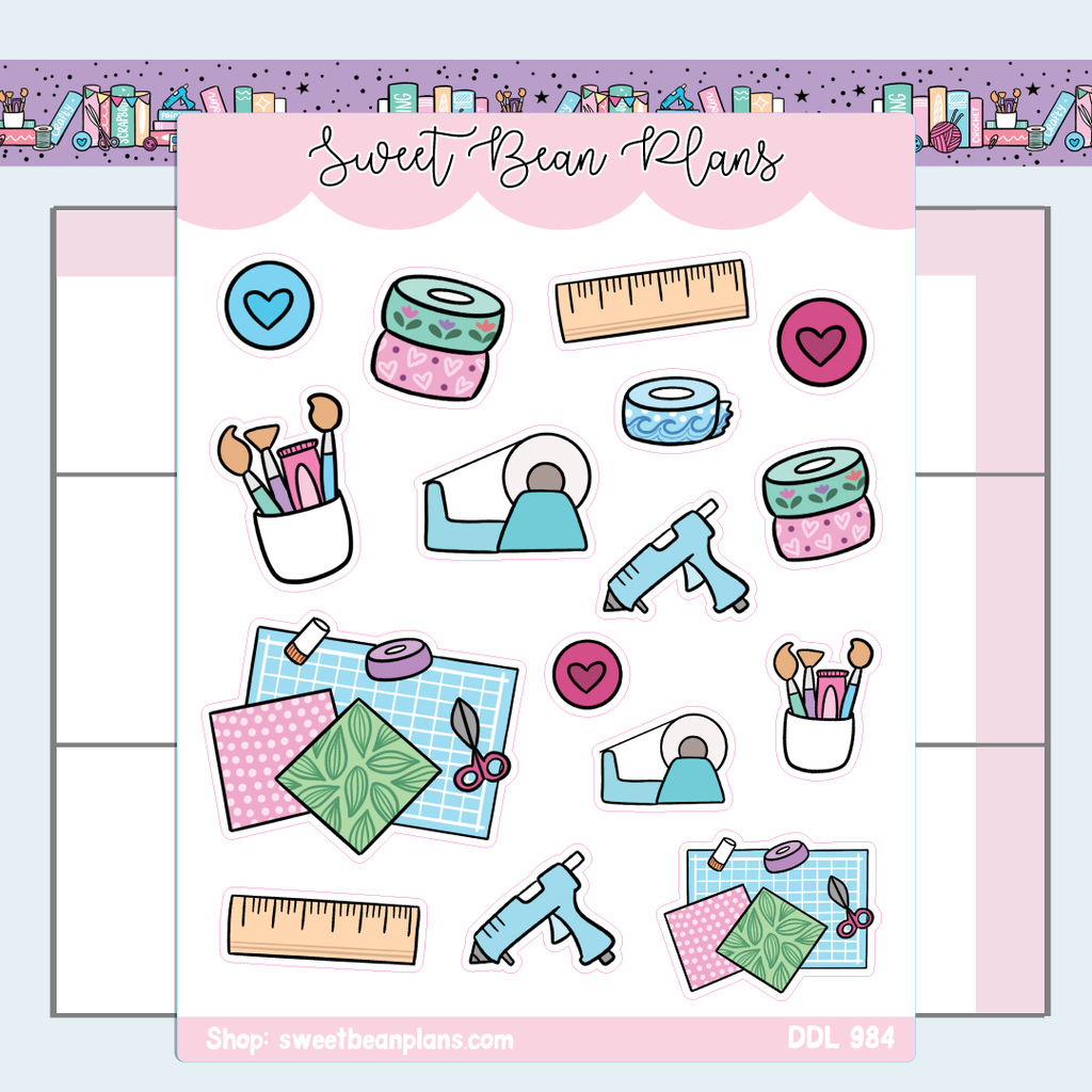 Paper Craft Doodles Vinyl Planner Stickers | Ddl 984