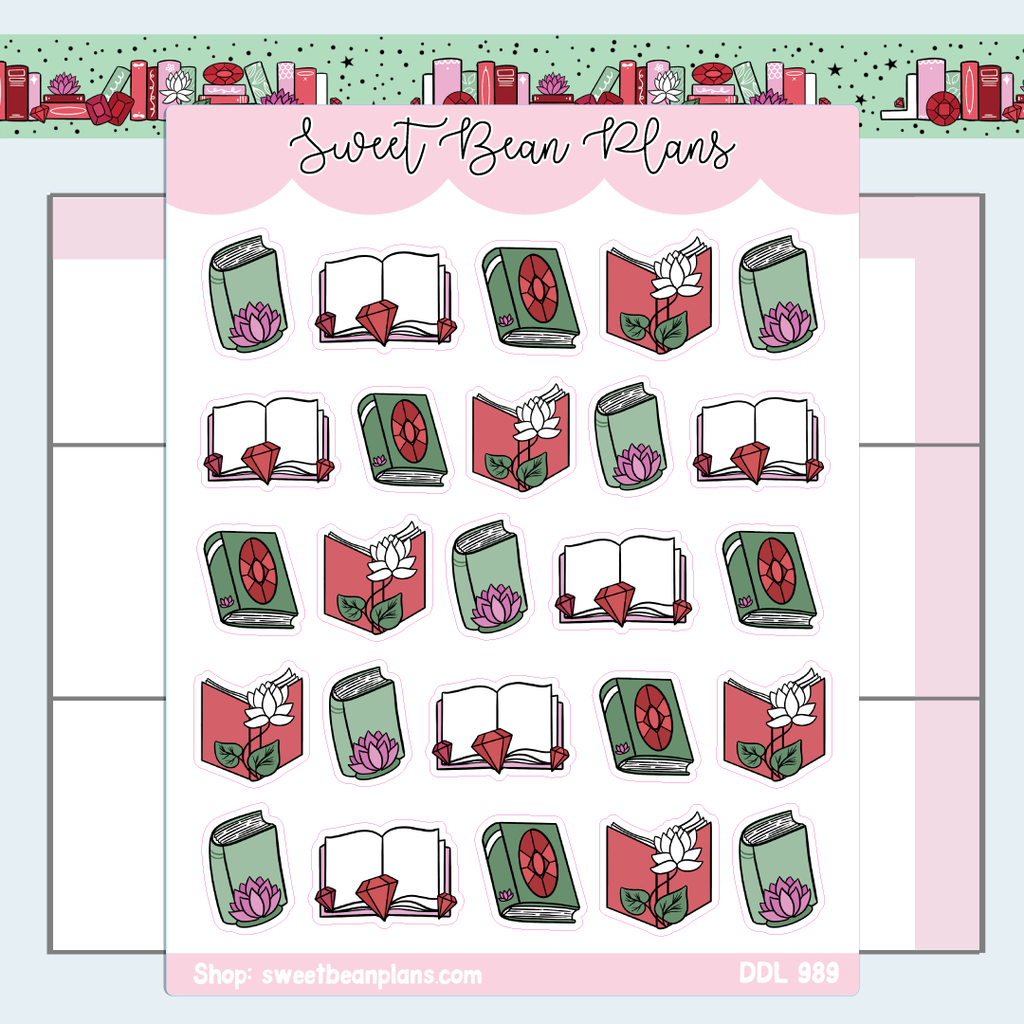 July 2024 Books Vinyl Planner Stickers | Ddl 989