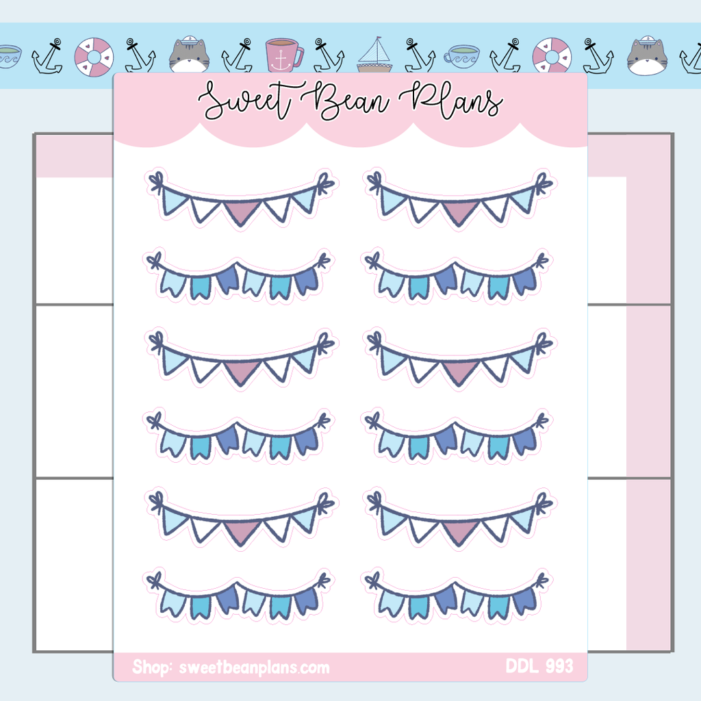 Nautical Banners Vinyl Planner Stickers | Ddl 993