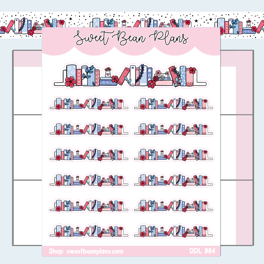 Happy Fourth Bookshelf Vinyl Planner Stickers | Ddl 994