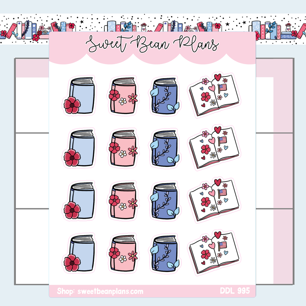 Happy Fourth Books Vinyl Planner Stickers | Ddl 995