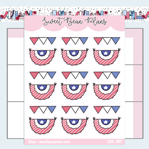 Fourth of July Banners Vinyl Planner Stickers | Ddl 997