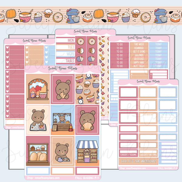 Fall Baking Weekly Kit Vinyl Planner Stickers