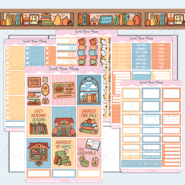 Fall Reading Essentials Weekly Kit Vinyl Planner Stickers