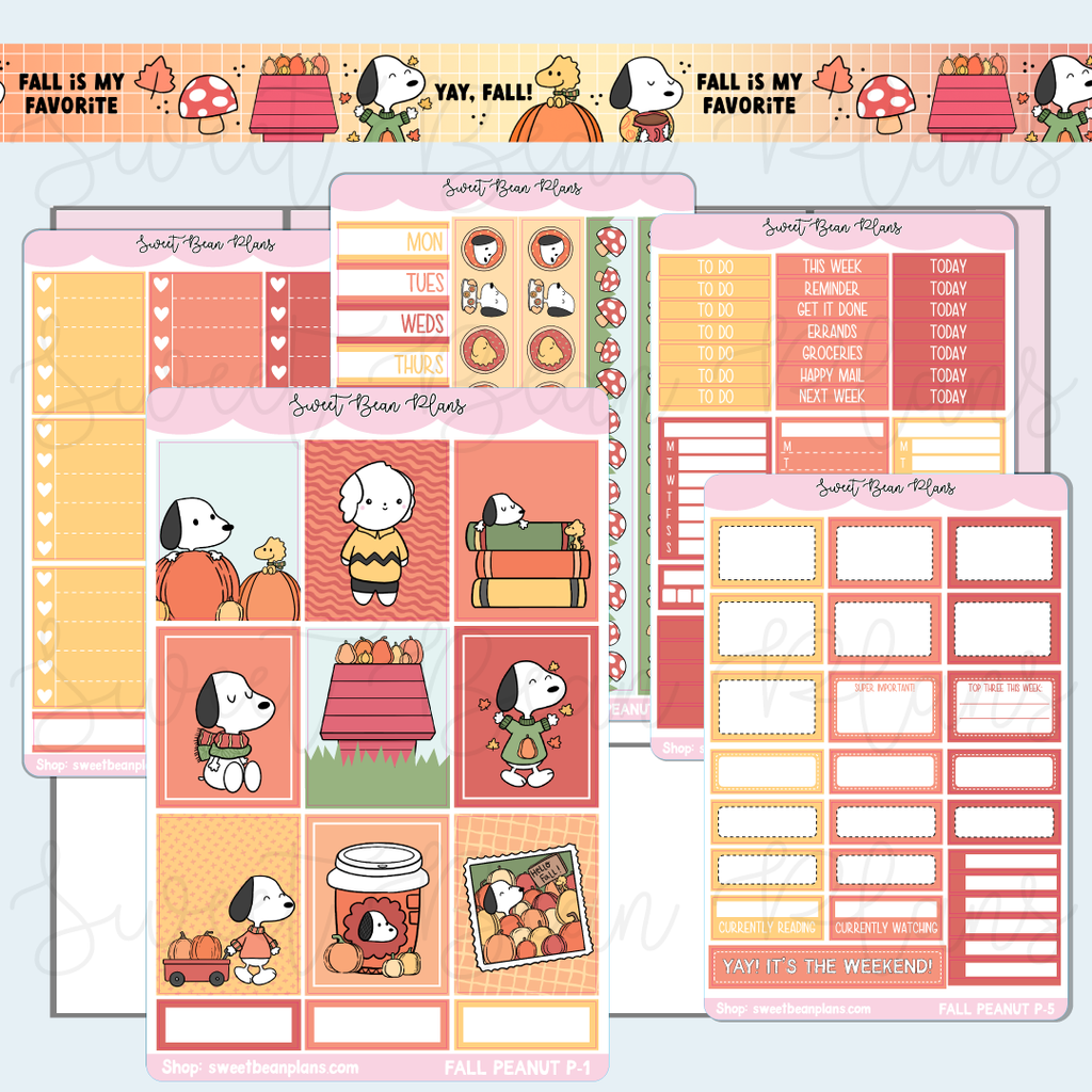 Fall Peanut Weekly Kit Vinyl Planner Stickers