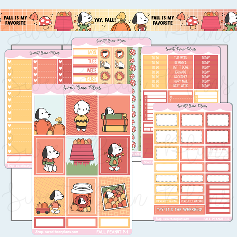 Fall Peanut Weekly Kit Vinyl Planner Stickers