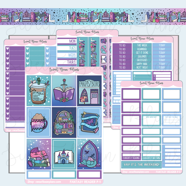 Fantasy Reader Weekly Kit Vinyl Planner Stickers