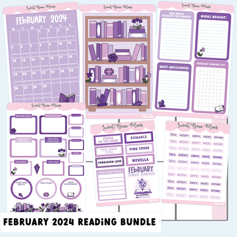 February 2024 Reading Journal Bundle (6 Pages)