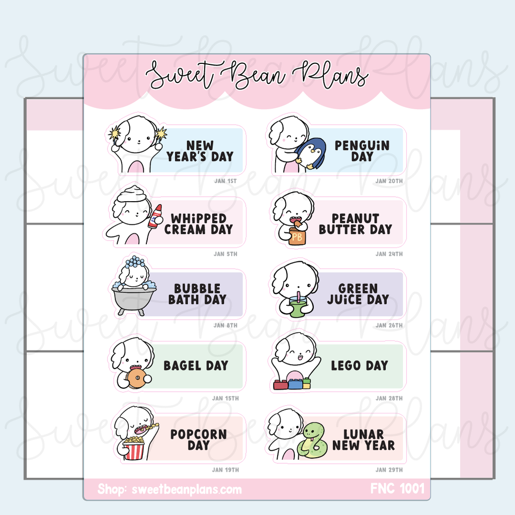 January 2025 Holidays Vinyl Planner Stickers | Fnc 1001