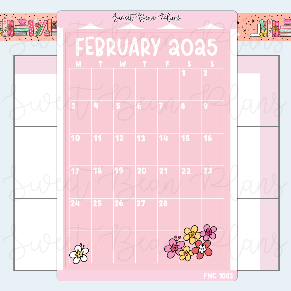 February 2025 Calendar Vinyl Planner Stickers | Fnc 1003