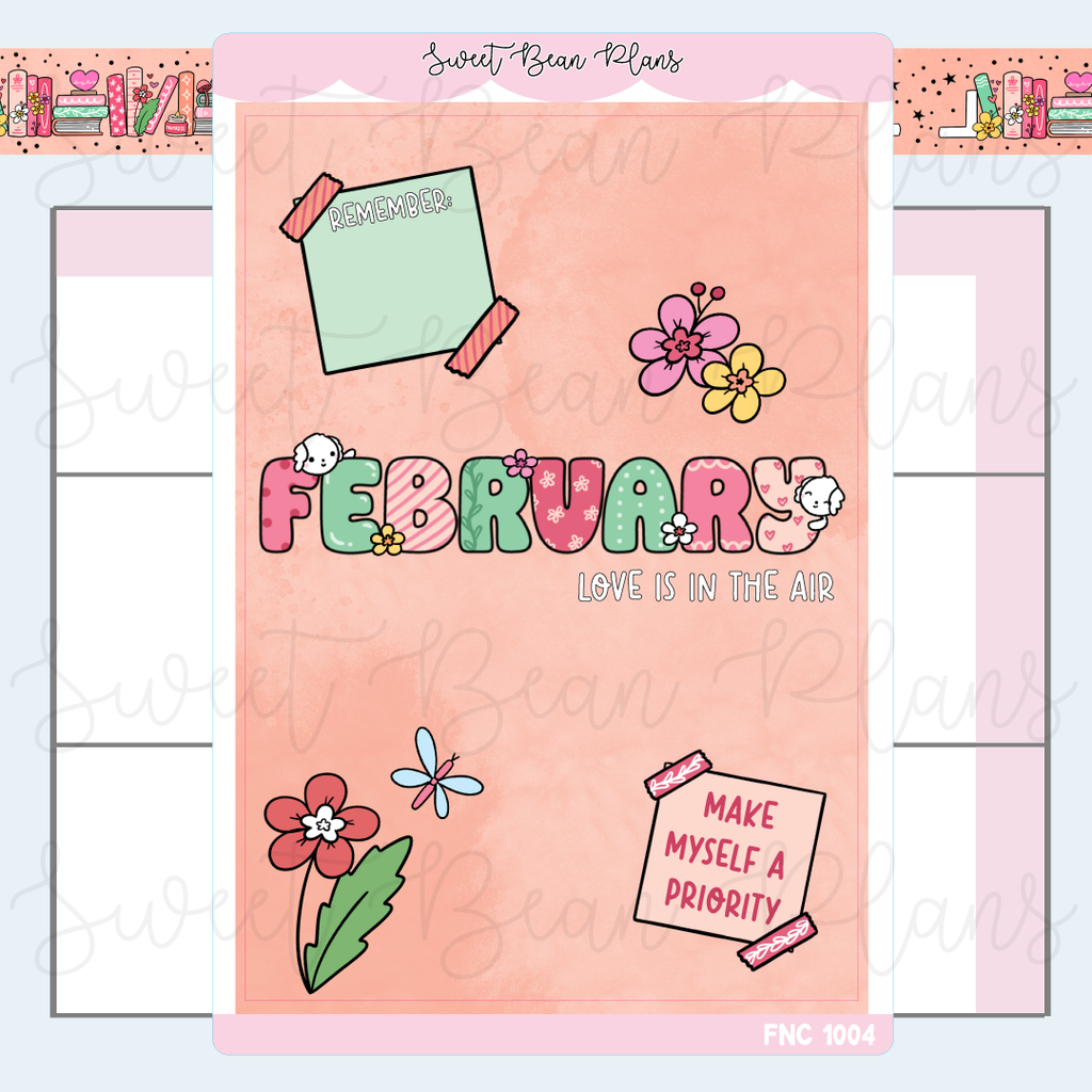 February Cover Page Vinyl Planner Stickers | Fnc 1004