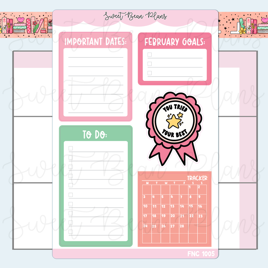 February Functionals 2025 Vinyl Planner Stickers | Fnc 1005