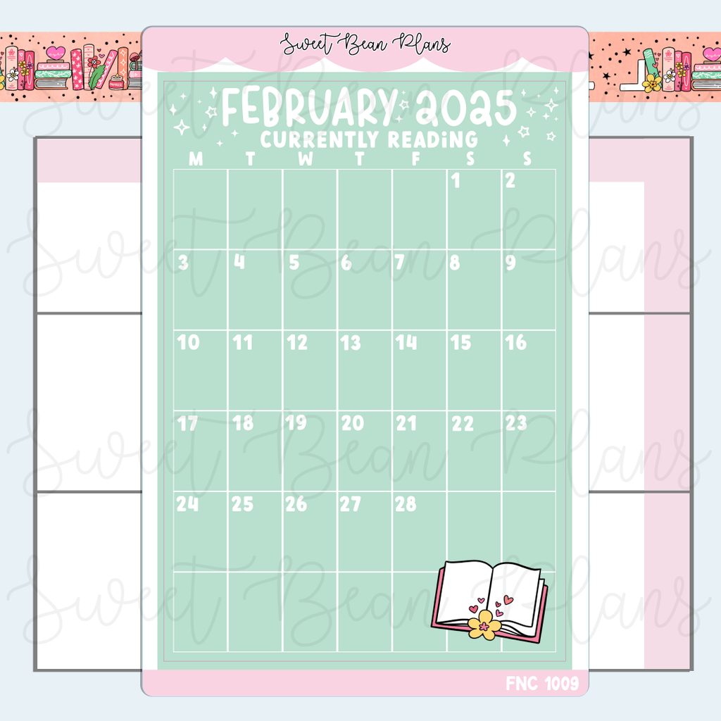 February Reading Calendar 2025 Vinyl Planner Stickers | Fnc 1009