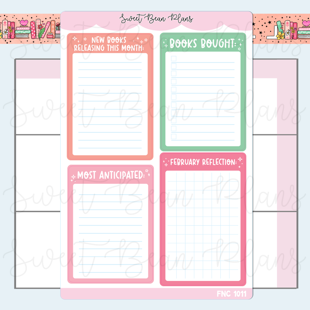 February Reading Functionals 2025 Vinyl Planner Stickers | Fnc 1011