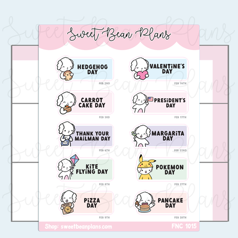 February 2025 Holidays Vinyl Planner Stickers | Fnc 1015