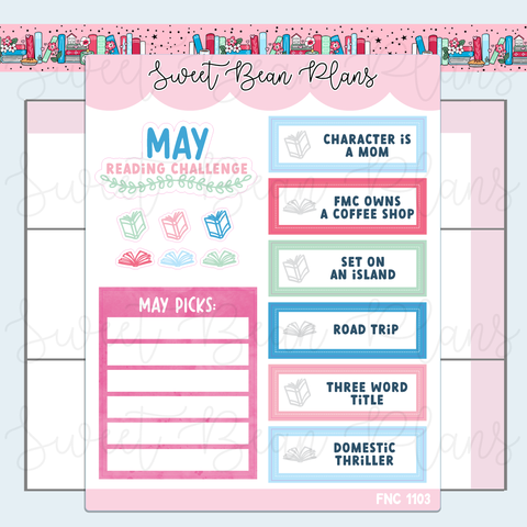 May 2025 Reading Challenge Vinyl Planner Stickers | Fnc 1103