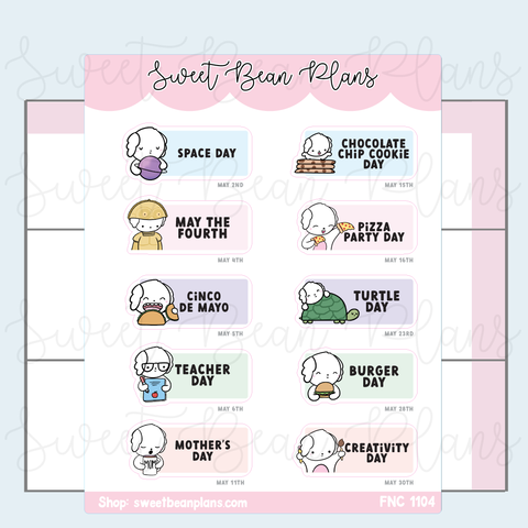 May 2025 Holidays Vinyl Planner Stickers | Fnc 1104