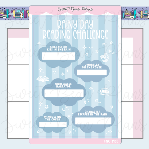 Rainy Reading Challenge Vinyl Planner Stickers | Fnc 1105