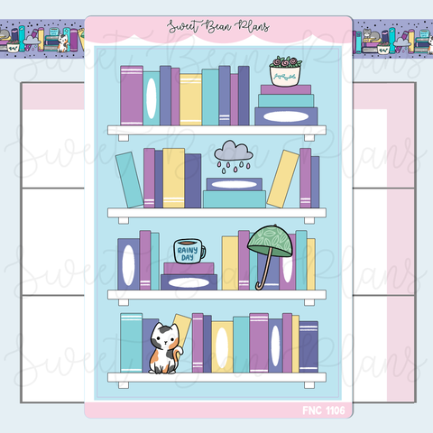 Rainy Bookshelf Vinyl Planner Stickers | Fnc 1106