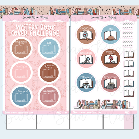 Mystery Book Cover Challenge Vinyl Planner Sticker | Fnc 1110-1111
