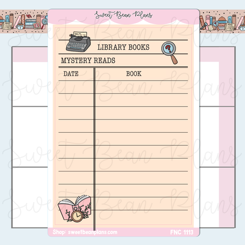 Mystery Library Card Large Vinyl Planner Stickers | Fnc 1113