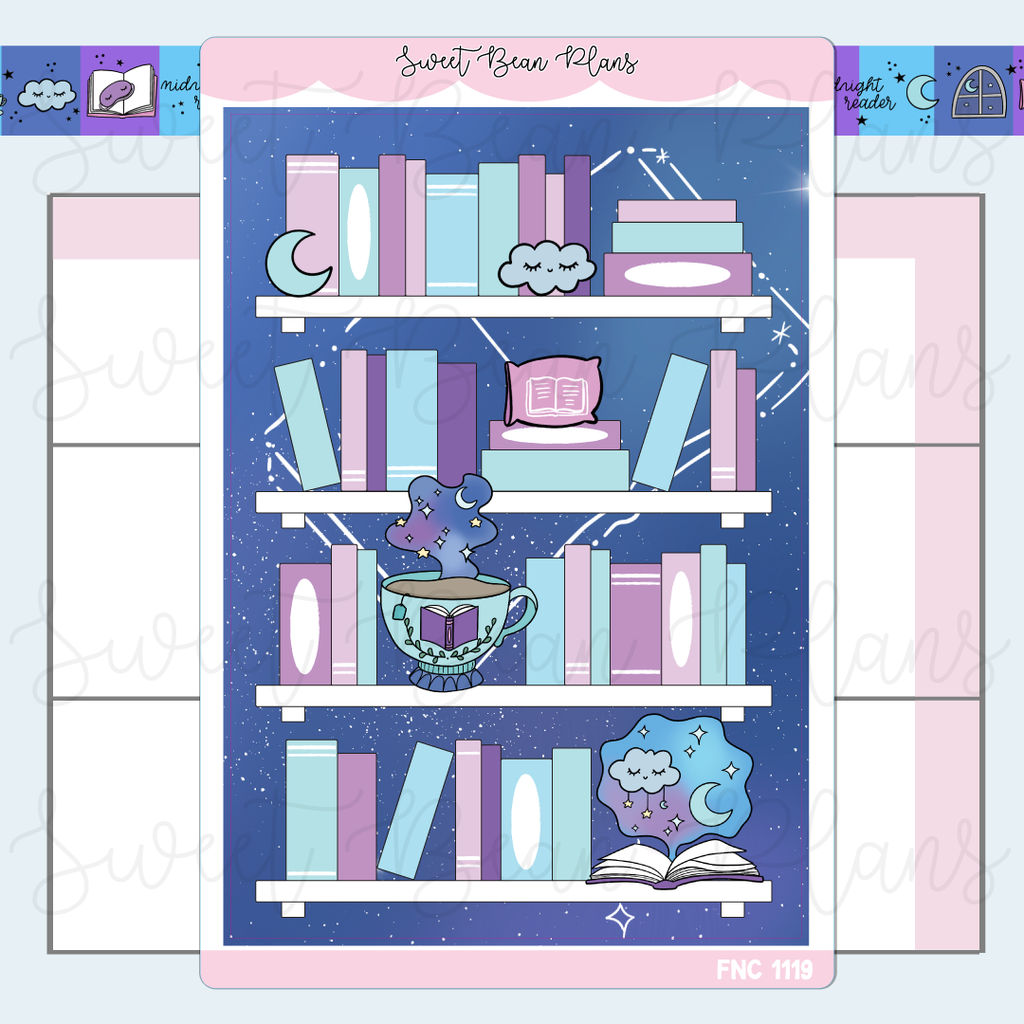 Midnight Bookshelf Vinyl Planner Stickers | Fnc 1119