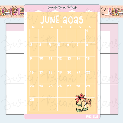 June 2025 Calendar Vinyl Planner Stickers | Fnc 1121
