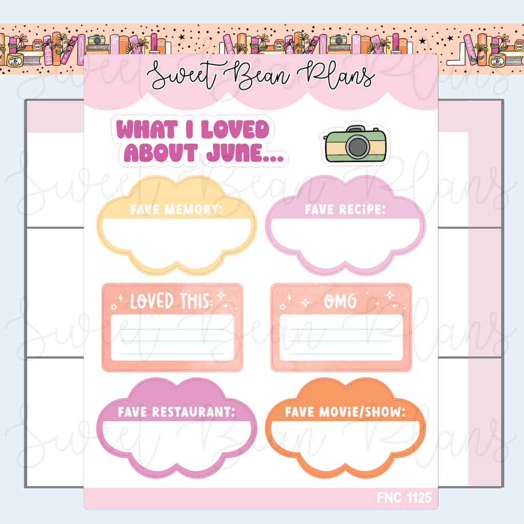 June Faves 2025 Vinyl Planner Stickers | Fnc 1125