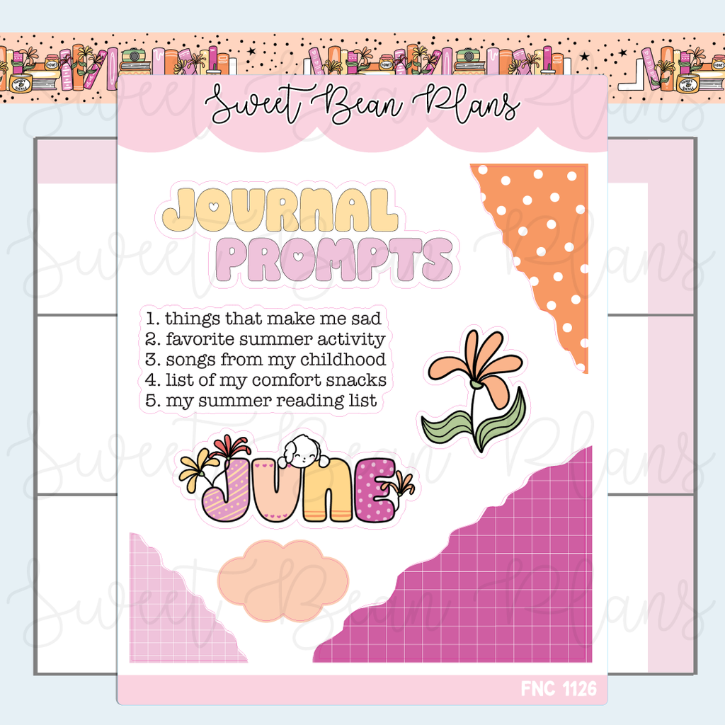 June Prompts 2025 Vinyl Planner Stickers | Fnc 1126