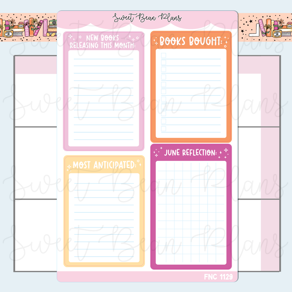 June Reading Functionals 2025 Vinyl Planner Stickers | Fnc 1129