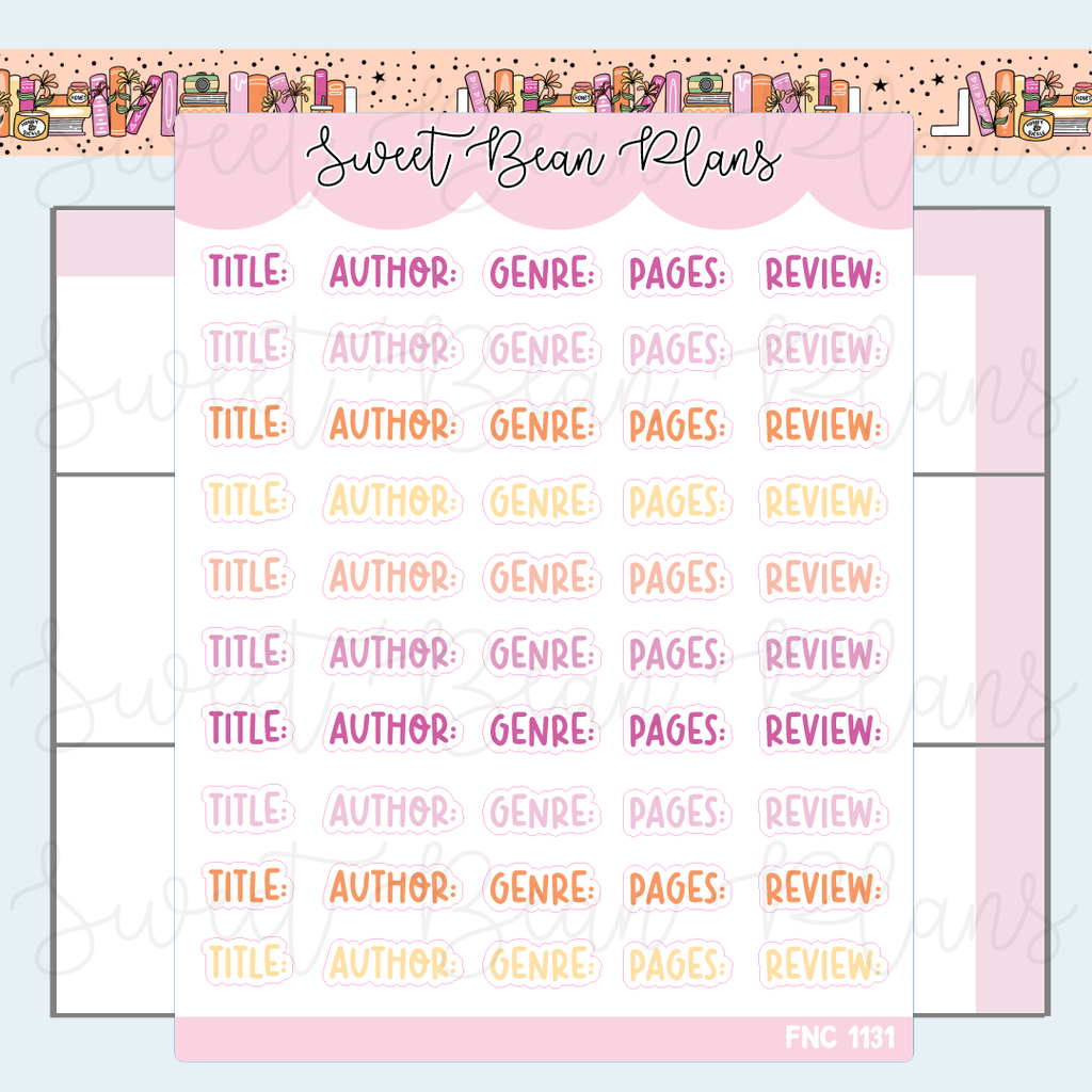 June 2025 Reading Words Vinyl Planner Stickers | Fnc 1131