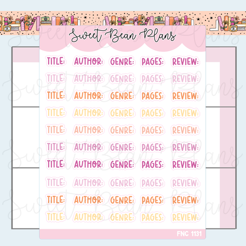 June 2025 Reading Words Vinyl Planner Stickers | Fnc 1131