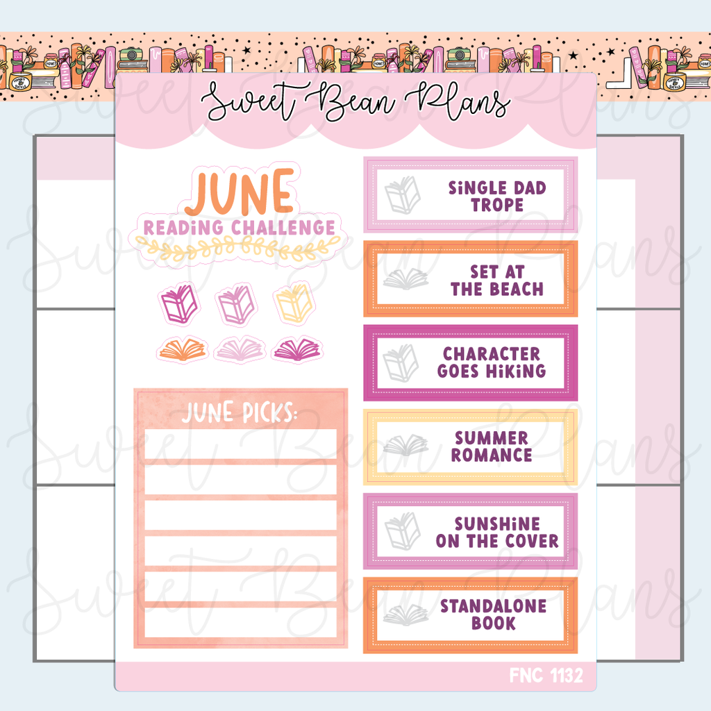 June 2025 Reading Challenge Vinyl Planner Stickers | Fnc 1132