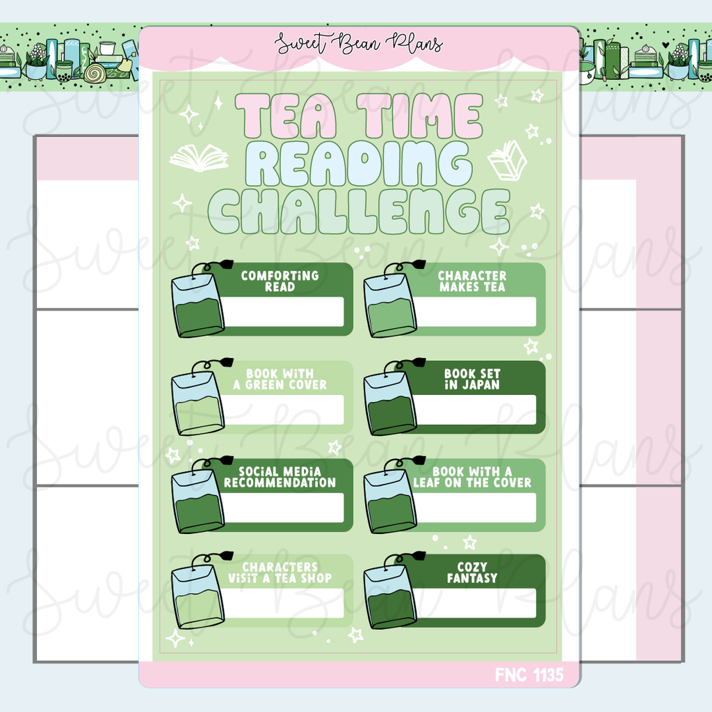 Tea Time Reading Challenge Vinyl Planner Stickers | Fnc 1135