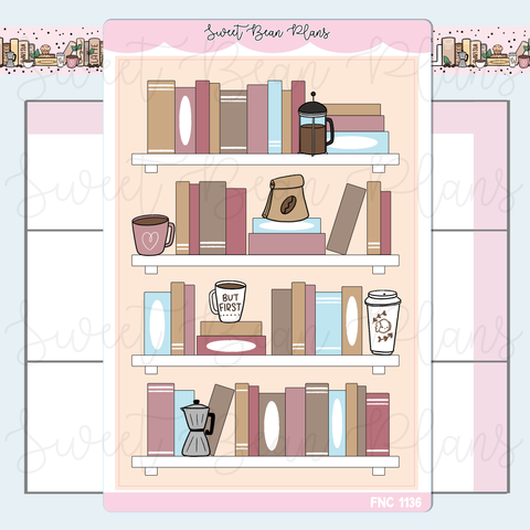 Coffee Bookshelf Vinyl Planner Stickers | Fnc 1136