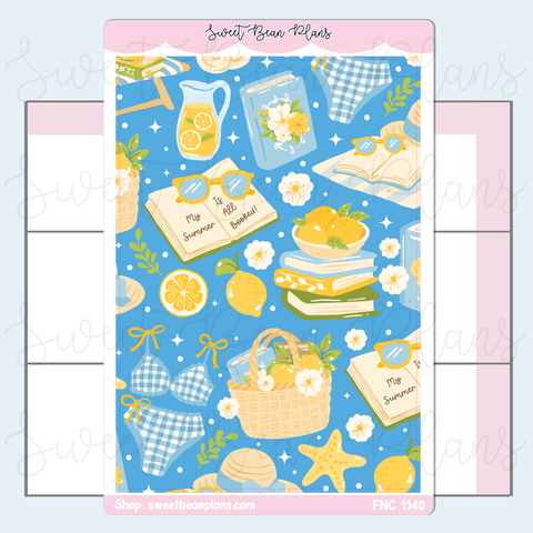 Summer Bookish Large Vinyl Planner Stickers | Fnc 1140