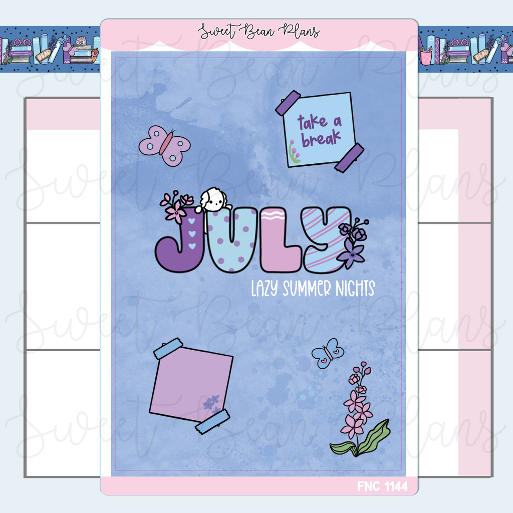 July Cover Page Vinyl Planner Stickers | Fnc 1144